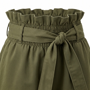 Shorts et jupe taille haute pour femmes, coupe ample, couleur unie, décontracté, tissé, 100% polyester, avec poches - Product Image 5