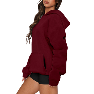 Sweat à capuche surdimensionné pour femmes, 100% coton, tissu de type polaire, impression de logo sur mesure, nouvel arrivage - Product Image 3