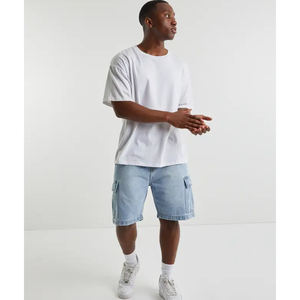 Calidad de gran tamaño Drop Shoulder Loose Fit Soft Transpirable Heavy Weight Cotton Streetwear Casual Camiseta cómoda para hombres - Product Image 3