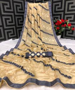 ส่าหรีสีเหลืองสำหรับเสื้อผ้าสีเขียวที่ดูสดชื่นและดูเป็นธรรมชาติ - Product Image 6