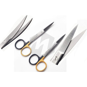 Tijeras de disección operativas de acero inoxidable de alta calidad, instrumentos médicos manuales de potencia con revestimiento negro dorado curvo recto - Product Image 1