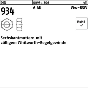 DIN 934 น็อตหกเหลี่ยมเหล็กตัดง่าย 1 1/8 WW 1 ชุด 10 ชิ้น - Product Image 1