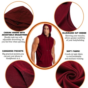 Sudadera con capucha para hombre, camisetas sin mangas para entrenamiento, gimnasio, músculo, 100% algodón, culturismo, camisetas cortadas, cómodas sudaderas con capucha para gimnasio - Product Image 5