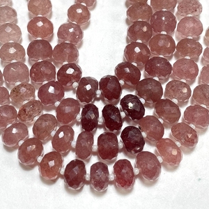 Perles en forme de Rondellel à facettes en quartz fraise, perles de pierres précieuses naturelles de bonne qualité pour la fabrication de bijoux - Product Image 2