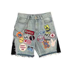 <b>Men's</b> <b>Denim</b> Trendy Summer Y2K Fashion Retro Distressed Jeans Mid Waist <b>Denim</b> Shorts Wash Short Jeans - Product Image 5