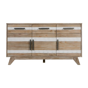 Buffet en bois de pin avec 3 tiroirs, buffet de salle à manger, couleur bois naturel, construction durable et élégante - Product Image 2