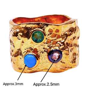 แหวนเพชรเทอร์ควอยซ์สีเงินสเตอร์ลิง925ชุบทองคลาสสิกสำหรับงานแต่งงานและงานปาร์ตี้ - Product Image 2