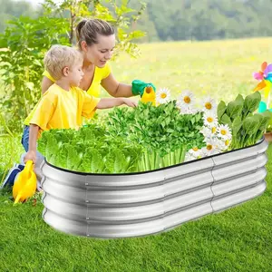 Metal Raised Garden Bed For Vegetables Flowers Herbs Tall Steel Large Planter Box OEM Outdoor ODM Galvanized Decor Design