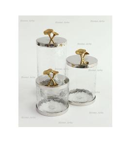 Antique Design <b>Glass</b> and Metal Jar with Marble Lid Round Shape Customized Size <b>Canister</b> Set for Sale - Product Image 6