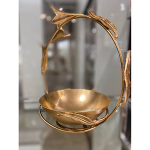 Bol de nourriture en métal avec bol de serveur de nourriture en laiton rond en métal fait à la main de couleur or du fabricant en Inde - Product Image 3