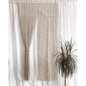 Hermosa Cortina de Pared de Macramé Estilo Boho, Hecha a Mano con Tela de Algodón, para Colgar en el Dormitorio o en Fiestas, Decoración Elegante para Bodas Bohemias - Product Image 1