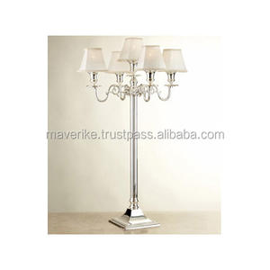 Candélabre haut en métal aluminium 5 bras Candélabre de sol plaqué argent et or pour la maison et les décorations de table de mariage - Product Image 6