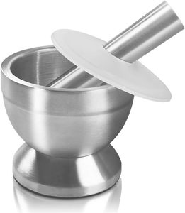 Juego de mortero de Metal negro, nuevo seguro para alimentos con recubrimiento en polvo con tapa de Base antideslizante duradera, herramienta perfecta para uso de especias y hierbas - Product Image 6