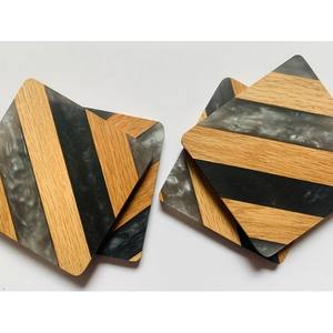 Ensemble de 4 sous-verres en bois de résine prêts pour l'exportation Cadeau en gros pour la maison, le restaurant, le bureau, le thé et le café Tapis et tampons pour toutes les occasions - Product Image 5