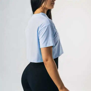 Top corto de manga corta holgado de Color sólido de alta calidad para mujer de verano de nuevo diseño - Product Image 5