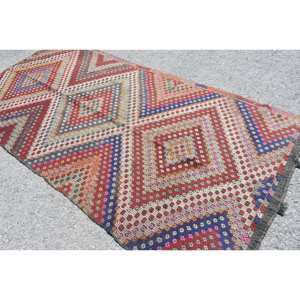 Alfombra roja Kilim turca de 4,8x9,8 pies, área grande, tejido plano, diseño de retazos, Material de lana, respaldo de látex, pasillo rectangular de 9x12, nuevo - Product Image 4