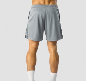 Grey Mesh <b>Shorts</b> for <b>Men</b> Regular Fit Gym Workout Style with Drawstring Elastic Waistband Side Pockets Polyester Fabric <b>Shorts</b> - Product Image 2