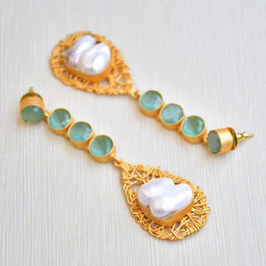 Pendientes de Latón al por Mayor, Diseño Boho Chic con Perlas Hechas a Mano, Textura Mate de Latón Semiprecioso, Listos para Venta B2B Premium - Product Image 6