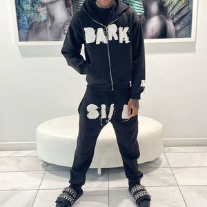 Venta al por mayor de chándales de cuello redondo de rizo francés cómodo transpirable Material de algodón XL bloques de color conjuntos de chándal para el invierno - Product Image 4