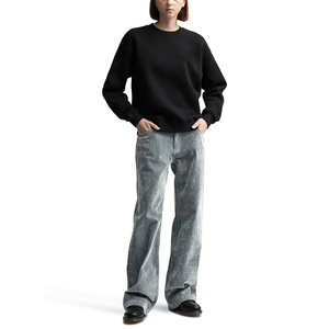 Alta calidad de color personalizado suave polar algodón bordado Boxy pulóver cuello redondo impermeable ecológico invierno mujer sudadera - Product Image 4