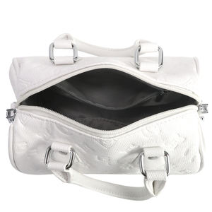 กระเป๋าถือหนังวินเทจสำหรับผู้หญิงหนังแท้พร้อมโลโก้นูนกระเป๋าสะพายข้างแบบนุ่มมีซิปปิด/ - Product Image 4