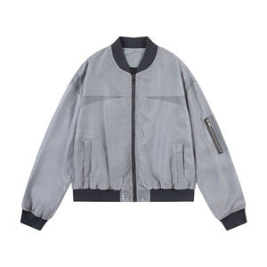 Blouson aviateur d'extérieur coupe-vent unisexe de haute qualité OEM nouveau style de broderie à col tournant style universitaire ample pour hommes - Product Image 3