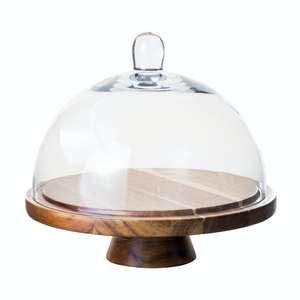 Présentoir à gâteau rond en bois naturel en bois à 2 niveaux pour gâteau d'anniversaire de mariage - Product Image 4