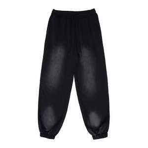 Street Wear Custom 360 420 500gsm Blank French Terry Acid Wash Baggy Wide Leg Jogger Sweatpants for <b>Men</b> - Product Image 4