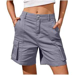 Summer <b>cargo</b> <b>shorts</b> with elastic waist oversized pockets casual <b>knee</b> <b>length</b> style for men and <b>women</b> - Product Image 3
