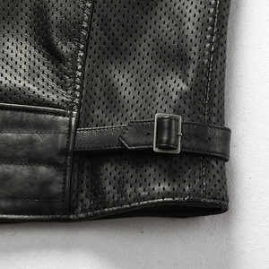 <b>Men's</b> Breathable PU Leather Moto Vest Stand Collar Zipper Closure Solid <b>Black</b> Summer Outerwear <b>Men's</b> Leather Vest <b>Waistcoats</b> - Product Image 6