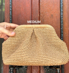 กระเป๋าคลัทช์โครเชต์ Raffia ธรรมชาติ | กระเป๋าสานฟาง กระเป๋าถือฤดูร้อน กระเป๋าสานมือ กระเป๋าสานฟาง - Product Image 3