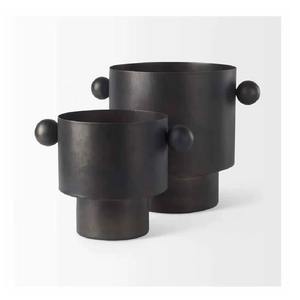 Jarrón de aluminio negro de moda, pieza decorativa hecha a mano elegante para sala de estar, mesa de comedor y decoración de oficina - Product Image 5