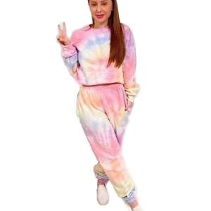 ผู้หญิงสบายๆหลวมสวมใส่ชุดHoodies + กางเกงหญิงTie Dye 2 ชิ้นชุดชุดผู้หญิง 2 ชิ้นชุดนอนชุด - Product Image 5