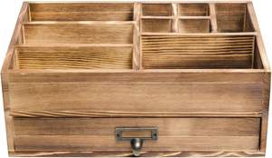 Organisateur en bois rustique armoire de rangement cosmétique boîte d'affichage de maquillage fournitures de bureau tiroirs de vanité de bureau plusieurs compartiments - Product Image 2