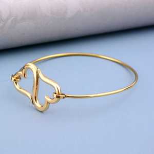 18k Gold Plated Open Heart <b>Bangle</b> Dainty Brass Double Heart Bracelet Minimalist <b>Love</b> Symbol Wholesale <b>Bangle</b> For Women - Product Image 6
