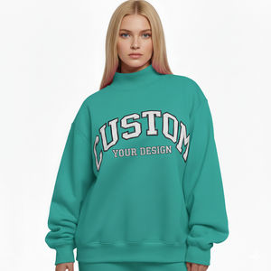 Sudadera de Cuello Alto Personalizada con Logotipo para Mujer, de Algodón Suave, Estilo Urbano, Bordada, de Felpa, Holgada - Product Image 1