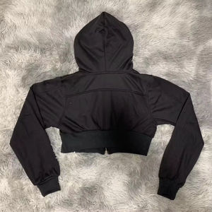 OEM Wholesale Custom Logo Printing Cotton/Polyester Hooded <b>Crop</b> <b>Top</b> Zipper Hoodie Women Loose Fit Short Badge Letter-Printed - Product Image 2