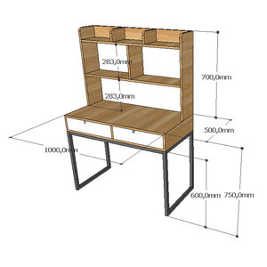 Wooden & Metal Office <b>Desk</b> with Integrated Bookshelf <b>Simple</b> Design BD68095 - Product Image 2