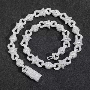 Chaîne cubaine en argent 925 étincelante, 10 mm, diamants de laboratoire taille brillant, plaquée or, colliers pour tous les jours, cadeau unisexe, IGI - Product Image 6