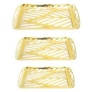 Plateau de service miroir en aluminium plaqué or forme rectangle plateau design fait main plateau miroir classique élégant fantaisie nouveau - Product Image 1