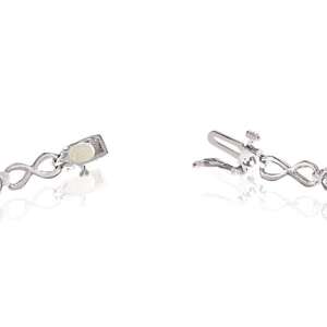 14k White Gold 4.53ct Oval Cut <b>Opal</b> & Diamond Infinity <b>Bracelet</b> - Product Image 4