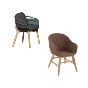 Hôtel de style moderne et de meubles de jardin chaises de salle à manger de luxe cadre en aluminium pour pieds en bois corde Patio chaise d'extérieur - Product Image 4