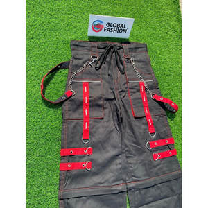 Pantalon convertible à bretelles noires et rouges, style punk rock gothique, 100% coton, pantalon gothique unisexe, 2026 - Product Image 3