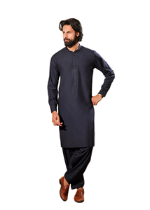 Ensemble Salwar Kameez en coton de luxe pour homme |   Shalwar Kameez traditionnel avec un design moderne tissé pour les fêtes et les occasions spéciales, sans plis - Product Image 3