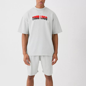 OEM/ODM 100% algodón de los hombres de 2 piezas de gran tamaño gota hombro personalizado DTG impreso logo peso pesado 300GSM hip hop hombre chándal - Product Image 1