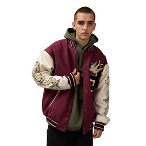 Chaqueta universitaria de lana para hombre, chaqueta de invierno sólida a prueba de viento, estilo callejero, logotipo personalizado, bordado, chaquetas con letras de béisbol - Product Image 1