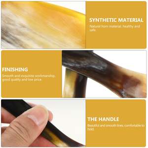 Juego de 3 cucharas de cuerno de forma plana elegantes con mango negro Cubiertos de metal hechos a mano de tres tonos para mesa de cocina - Product Image 3