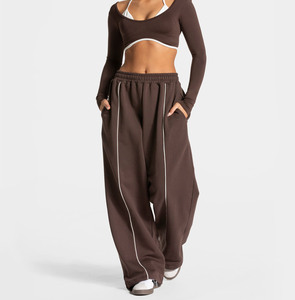 OEM Custom Private Label Regular Straight Leg Mid Waist Drawstring Breathable Eco-Friendly Cotton <b>Fleece</b> <b>Womens</b> Sweatpants - Product Image 3