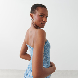 เสื้อยีนส์จับจีบแขนกุดสไตล์เกาหลีวินเทจสำหรับผู้หญิงเสื้อเกาะอกแนวสตรีทไม่เหมือนใครสำหรับฤดูร้อน2025 - Product Image 5