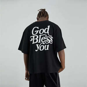 Impression bouffante t-shirts nouveau Style hommes à manches courtes coton bouffée impression chemises goutte épaule - Product Image 5